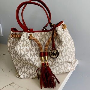Michael Kors Large Signature Logo Handbag wTassel